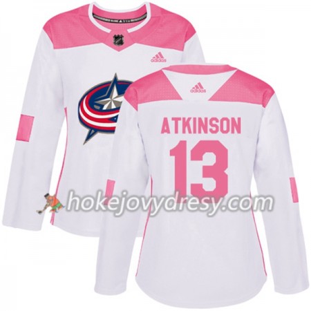 Dámské Hokejový Dres Columbus Blue Jackets Cam Atkinson 13 Bílá 2017-2018 Adidas Růžová Fashion Authentic